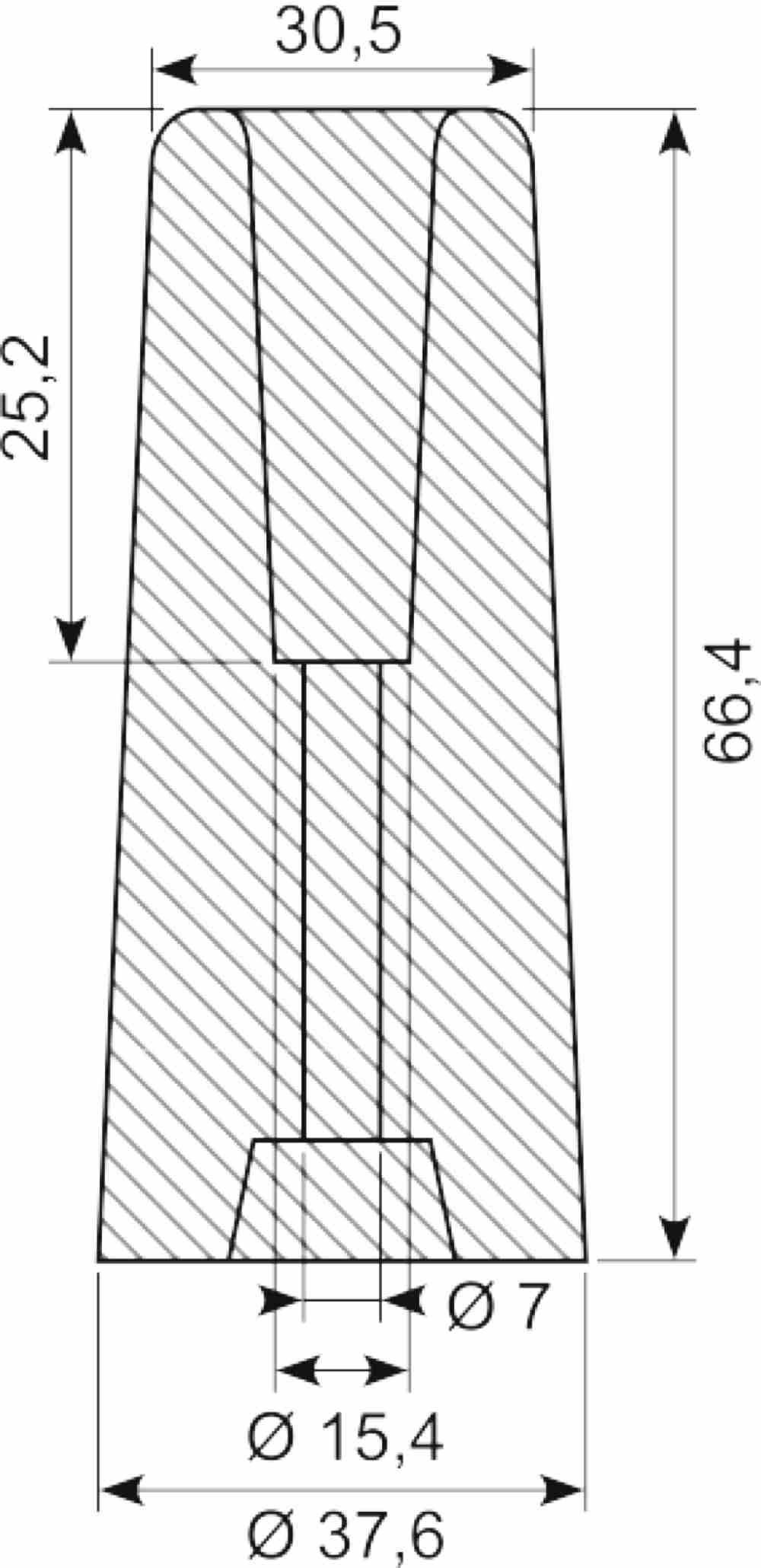 Ø37.6x66.4 mm grå gummibuffer