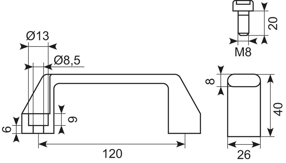 Greb 120mm sort
Nylon H=40 mm B=26 mm
PA6 Ø13.3/ø8.5