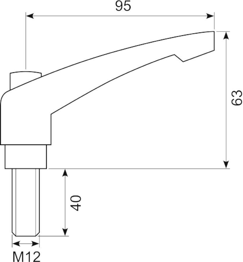 Justerbart håndtag M12x40