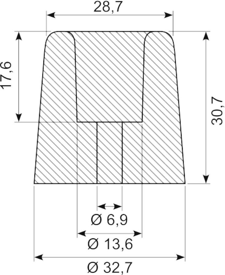 Ø32.7x30.7mm grå gummibuffer