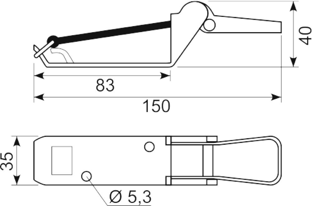 Lukkebeslag m/gummistrop