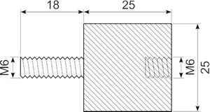 Vibrationsdæmper Ø25x25 mm