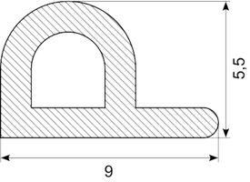 P-Profil cellegummi M/klæb
