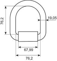 D-ring med beslag
Ring 19.05mm
indv. B=76.2 A=76.2 mm
B
