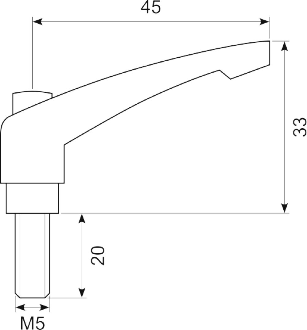 Justerbart håndtag M5x20