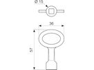 57 mm nøgle for 7 mm firkant
