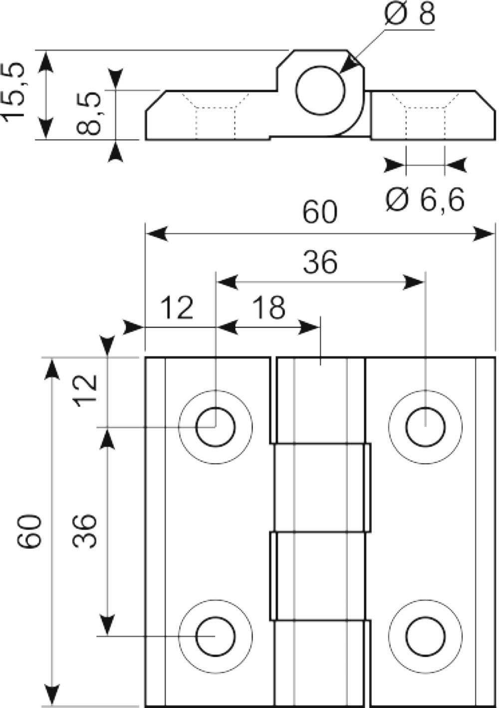 Rustfri hængsel 60x60 SS316 - BIBUS SINDBY A/S