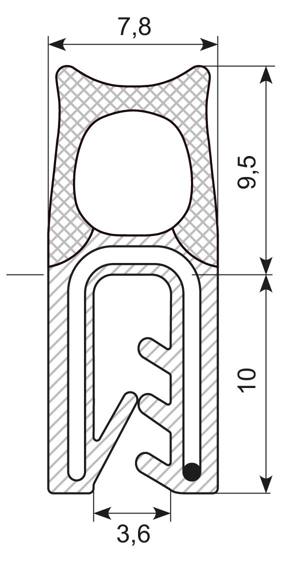 Kantliste Co.ex EPDM
M/ballon på ryg grip 1.5-2.5mm