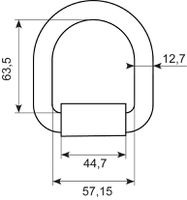 D-ring med beslag
Ring 12.7mm indv.B=57.15 A=63.50
Brudsty