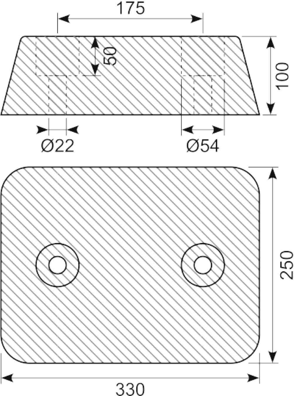 Buffer 330x250x100 mm