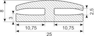 H-Gummiprofil 2.5 mm pl.