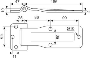 Sidedørshængsel. lige 180 gr.